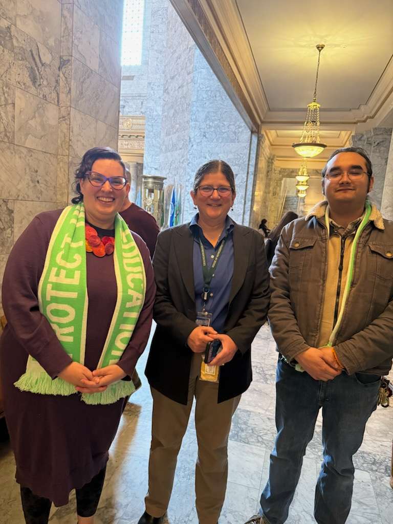 Julie Levin Russo, Rep. Lisa Parshley, Kyle Pittman at the Legislature